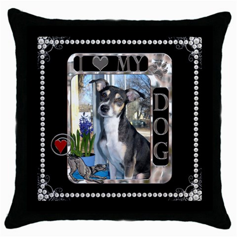 I Love My Dog Throw Pillow Case By Lil Front