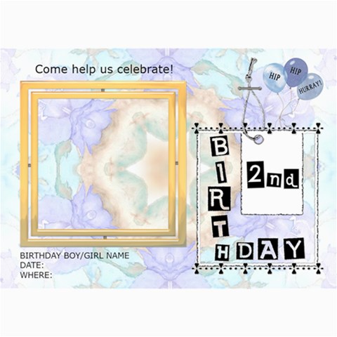 2nd Birthday Party 5x7 Invitation By Lil 7 x5  Photo Card - 1