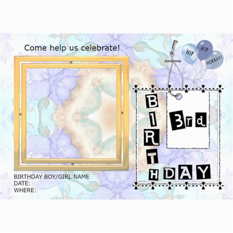 3rd Birthday Party 5x7 Invitation By Lil 7 x5  Photo Card - 5