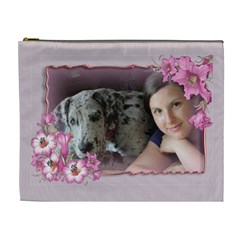Pink flower XL Cosmetic Bag (7 styles) - Cosmetic Bag (XL)