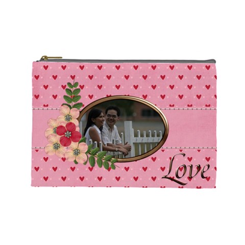 Cosmetic Bag (large) : Pink Love By Jennyl Front