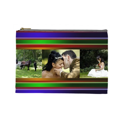 Stripes 2 Large Cosmetic Bag By Deborah Front