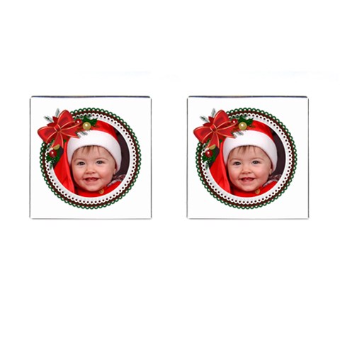 Christmas Photo Cufflink (square) By Deborah Front(Pair)