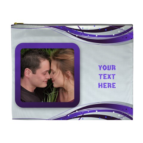Purple Swirl Xl Cosmetic Bag By Deborah Front