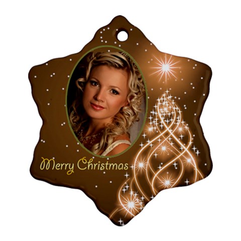 Golden Christmas Snowflake Ornament (2 Sided) By Deborah Front
