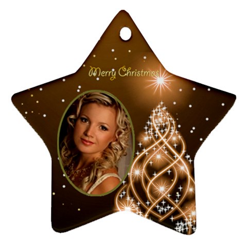 Golden Christmas Star Ornament (2 Sided) By Deborah Front