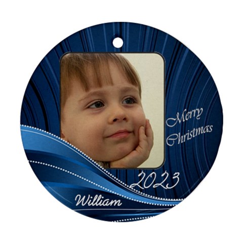 Blue Round Gift Tag Or Ornament (2 Sided) By Deborah Back