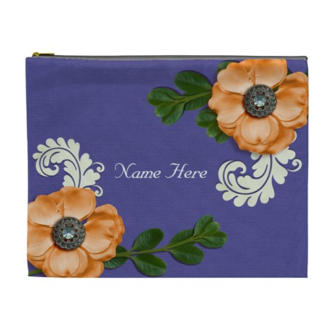 Xl Cosmetic Case: Big Flowers3 By Jennyl Front