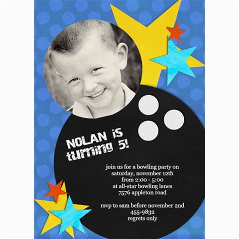 Bowling Party Invitation (5x7) By Lana Laflen 7 x5  Photo Card - 5
