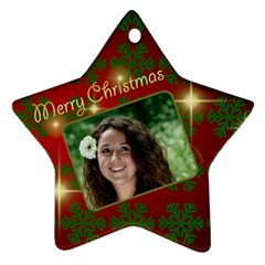 Merry Christmas red and Green Star - Ornament (Star)