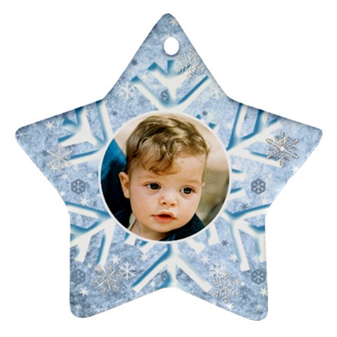 My Ice Blue Snowflake Star Ornament By Deborah Front