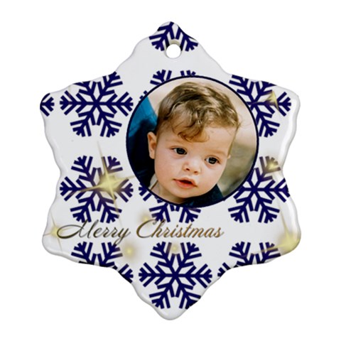 Blue Snowflake Ornament By Deborah Front