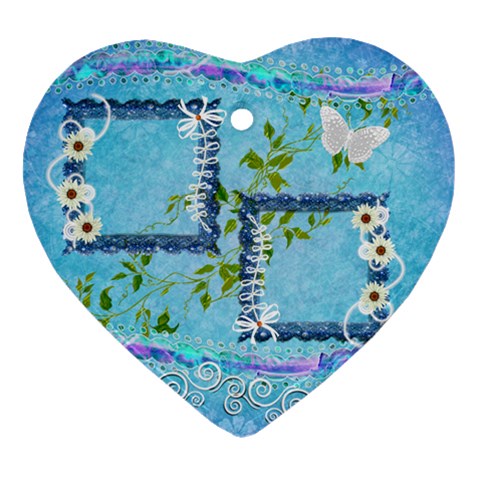 Blue Spring Easter 2 Side Heart Ornament By Ellan Back