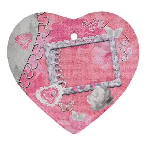 Spring Pink 2 Side Heart Ornament By Ellan Back