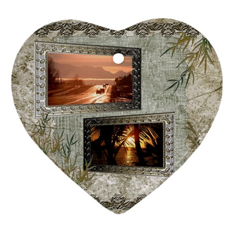 Neutral Shadow Frame 2 Side Heart Ornament By Ellan Back