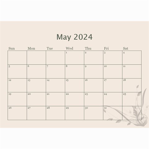 Cream Classic 2024 (any Year) Calendar 8 5x6 By Deborah Oct 2024