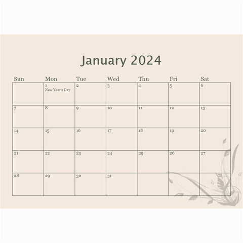 Cream Classic 2024 (any Year) Calendar 8 5x6 By Deborah Feb 2024