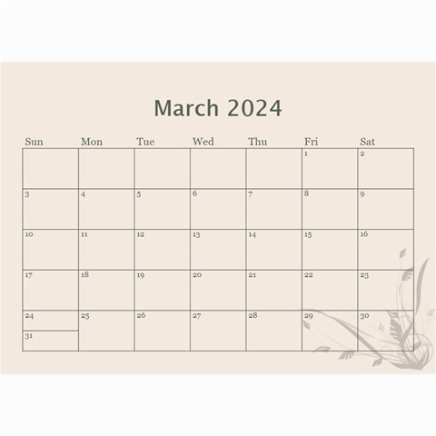 Cream Classic 2024 (any Year) Calendar 8 5x6 By Deborah Jun 2024