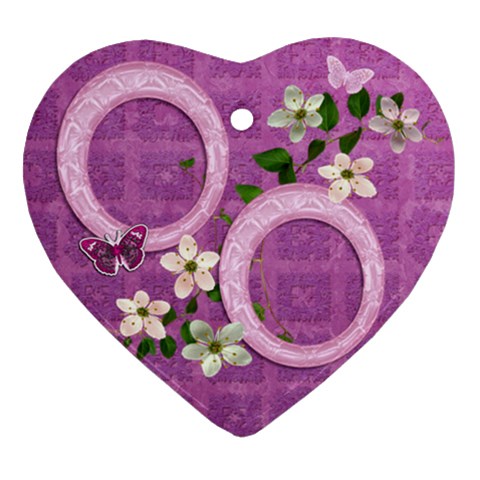 Purple Flower Spring Easter 2 Side Heart Ornament By Ellan Front