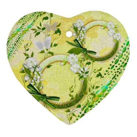 Yellow Spring Flower 2 Side Heart Ornament By Ellan Front