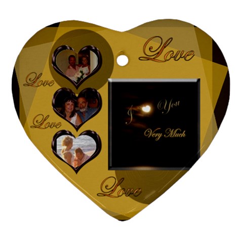 Love Heart Gold 2 Side Heart Ornament By Ellan Back