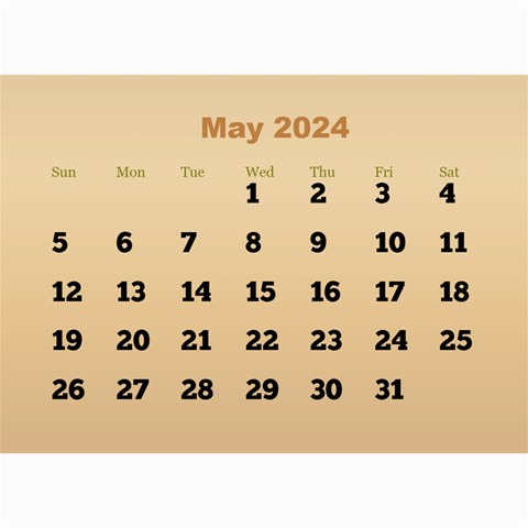 Male Calendar 2024 (large Numbers) 8 5x6 By Deborah Oct 2024