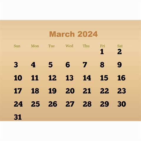 Male Calendar 2024 (large Numbers) 8 5x6 By Deborah Jun 2024