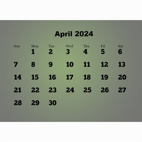 Styled In Green 2024 Calendar (large Numbers) Mini By Deborah Aug 2024