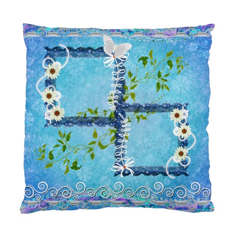 Blue Floral Double Sided Cushion Case  By Ellan Front