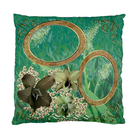 Green Aqua Floral Double Sided Cushion Case  By Ellan Back