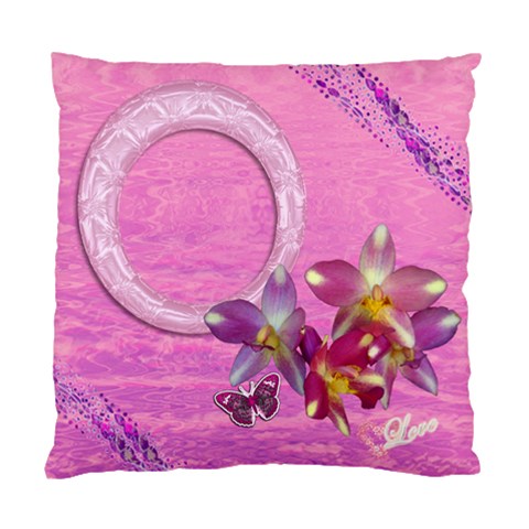 Purple Floral Double Sided Cushion Case  By Ellan Back
