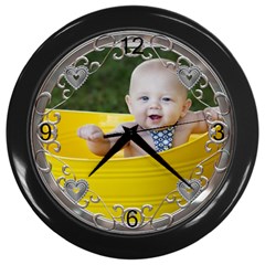 Fancy Chrome Heart Black Clock - Wall Clock (Black)