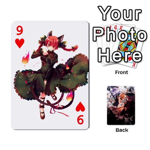Touhou Playing Card Deck Marisa Back By K Kaze Front - Heart9