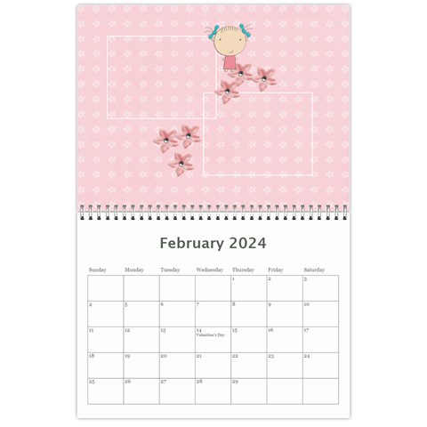 Wall Calendar 11 X 8 5 : Sweet Girl By Jennyl Feb 2024