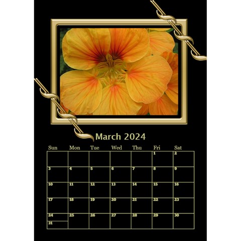 Black And Gold Desktop Calendar (6 Inch) By Deborah Mar 2024