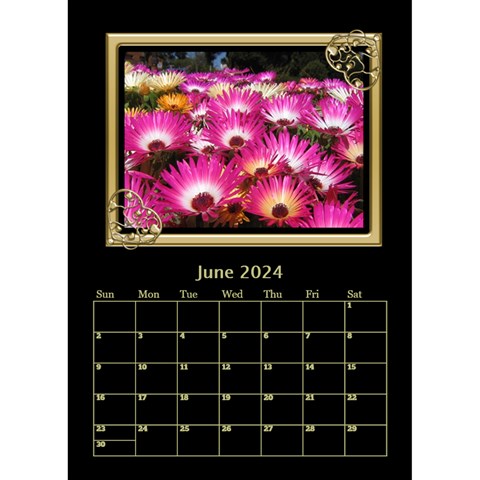 Black And Gold Desktop Calendar (6 Inch) By Deborah Jun 2024