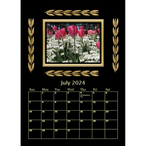 Black And Gold Desktop Calendar (6 Inch) By Deborah Jul 2024