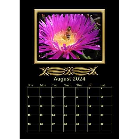 Black And Gold Desktop Calendar (6 Inch) By Deborah Aug 2024