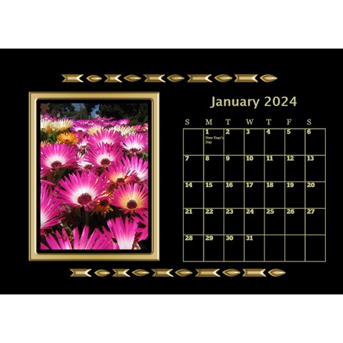 Black And Gold Desktop Calendar (8 5x6) By Deborah Jan 2024