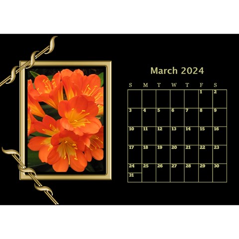 Black And Gold Desktop Calendar (8 5x6) By Deborah Mar 2024