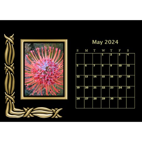 Black And Gold Desktop Calendar (8 5x6) By Deborah May 2024