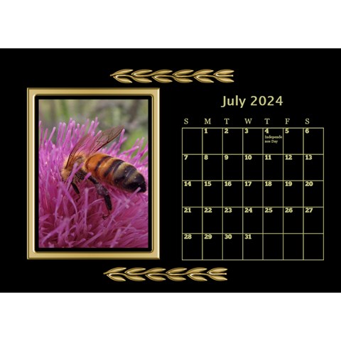 Black And Gold Desktop Calendar (8 5x6) By Deborah Jul 2024