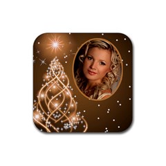 Golden christmas coaster - Rubber Coaster (Square)