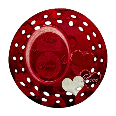 I Heart You Red Double Sided Filigree Ornament By Ellan Front