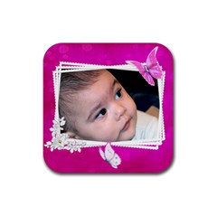 Pink Princess Coaster - Rubber Coaster (Square)