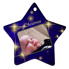 Merry Christmas Blue Star (2 sided) - Star Ornament (Two Sides)