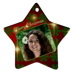 Merry Christmas Red and Green Star (2 sided) - Star Ornament (Two Sides)