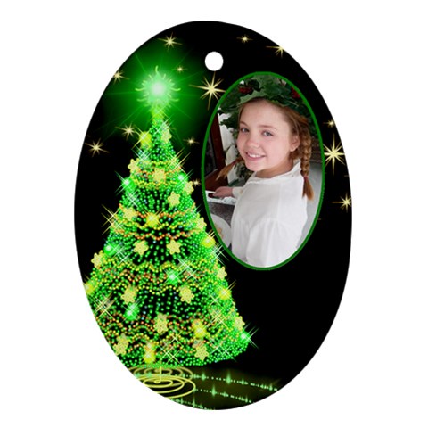 Green Christmas Tree Ornament (2 Sided) By Deborah Front