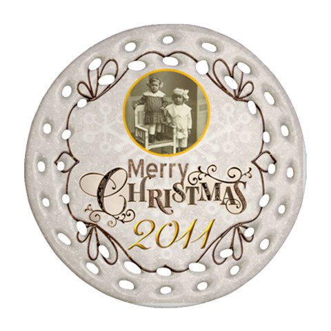Merry Christmas 2011 Double Sided Filigree Ornament By Catvinnat Front