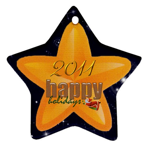 Happy Holidays 2011 Double Sided Star Ornament By Catvinnat Front
